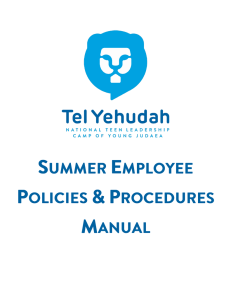 Table of Contents - Camp Tel Yehudah