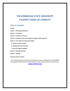 the kennesaw state university student codes of conduct