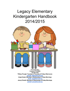 Legacy Elementary Kindergarten Handbook 2014/2015