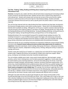 Unit Title: Thinking, Talking, Reading and Writing about Comparing