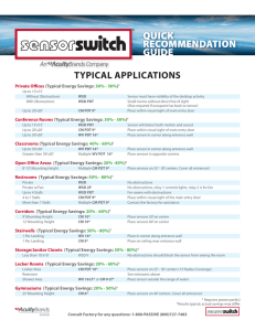 Sensors / Control Design Typical Applications