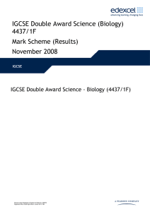 IGCSE Double Award Science (Biology) 4437/1F Mark Scheme