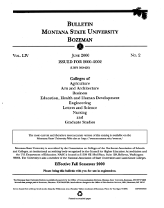 BULLETIN MONTANA STATE UNIVERSITY BOZEMAN