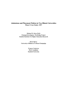 Admissions and Placement Policies in Two Illinois Universities