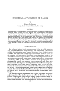 industi~ial applications of kaolin