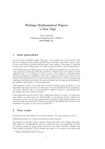 Writing Mathematical Papers —a Few Tips