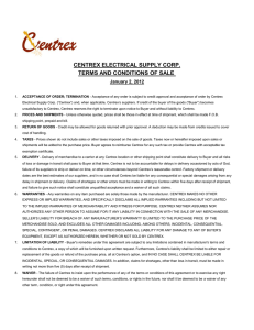 Terms and Conditions. - Centrex Electrical Supply
