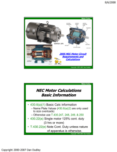 NEC Motor Calculations Basic Information