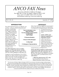 ANCO FAX News - the Association of Northern California Oncologists