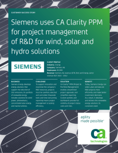 Siemens uses CA Clarity PPM for project