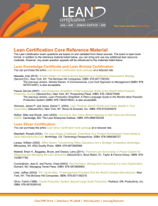 Lean Certification Core Reference Material