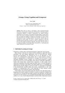 Groups, Group Cognition and Groupware