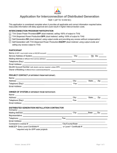 Application for Interconnection of Distributed Generation