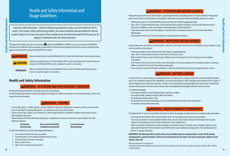 Health and Safety Information and Usage Guidelines