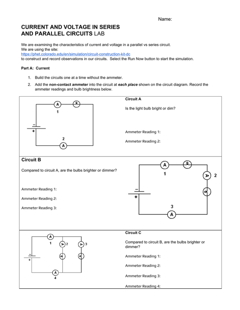 Series And Parallel Circuits Lab