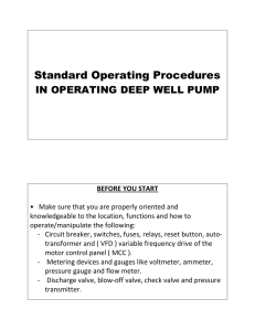 Standard Operating Procedures IN OPERATING DEEP WELL PUMP