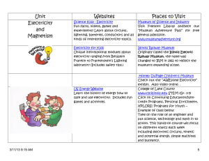 Unit Websites Places to Visit Electricity and Magnetism