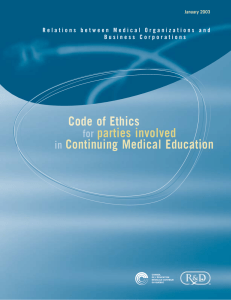 Code of Ethics for parties involved in Continuing Medical Education