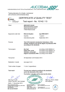 CERTIFICATE of QUALITY TEST