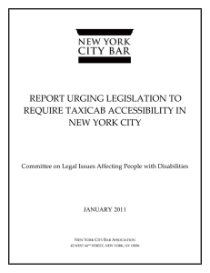 report urging legislation to require taxicab accessibility in new york city