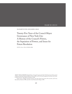 Twenty-Five Years of the Council-Mayor Governance of New York City