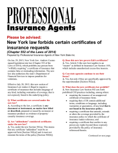 New York law forbids certain certificates of insurance requests