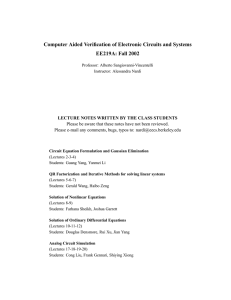 Computer Aided Verification of Electronic Circuits and Systems