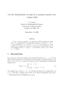 On the distribution of rank of a random matrix over a finite field