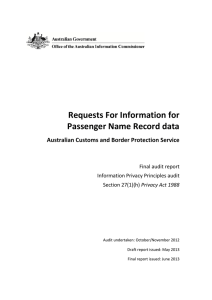 Audit report: Requests For Information for Passenger Name Record