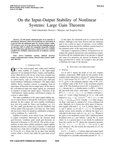 On the Input-Output Stability of Nonlinear Systems: Large Gain