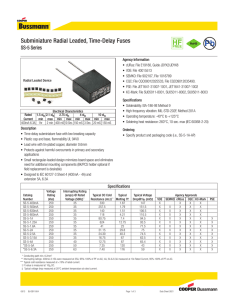 Bussmann SS-5 Series Time-Delay Radial Fuse Data Sheet # 2621