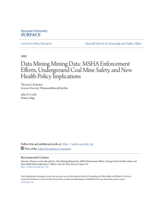 Data Mining Mining Data: MSHA Enforcement Efforts