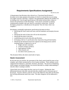 Requirements Specifications Assignment