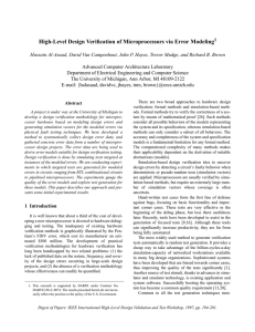 High-Level Design Verification of Microprocessors via Error Modeling