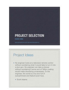 PROJECT SELECTION Project Ideas