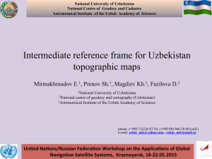 Intermediate reference frame for Uzbekistan topographic maps
