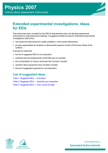 Ideas for Physics Extended experimental investigations (EEIs