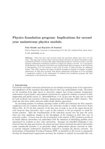 Physics foundation program: Implications for second year