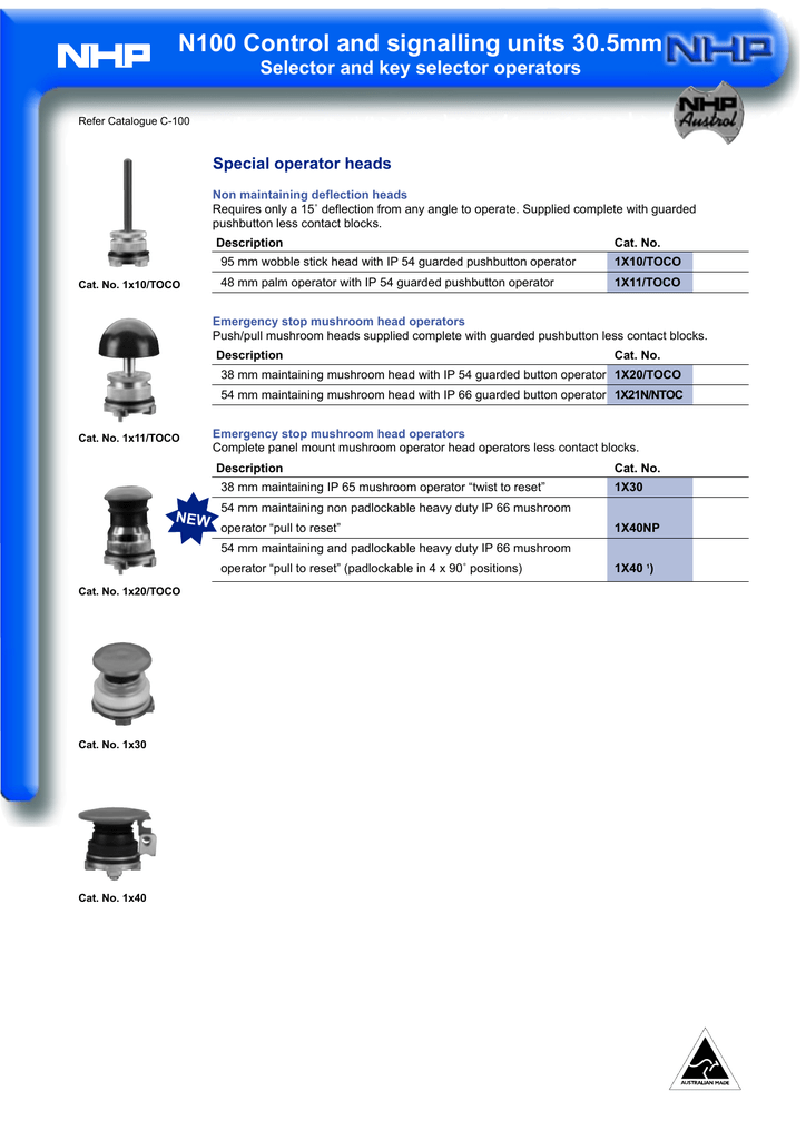 N100 Control And Signalling Units 30 5mm