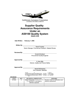 Supplier Quality Assurance Requirements Under AS9100 Quality