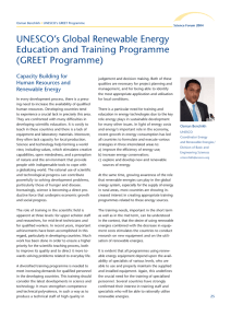 UNESCO`s Global Renewable Energy Education and Training