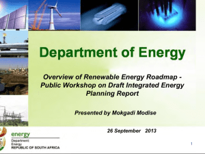 Overview of Renewable Energy Roadmap
