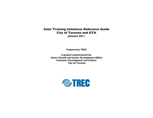 Solar Training Initiatives Reference Guide City of Toronto and GTA