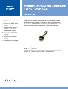 2.5gbps 850nm pin + preamp to-46 package