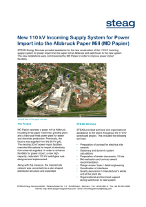 New 110 kV Incoming Supply System for Power Import into the