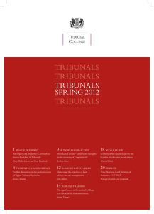 Tribunals journal: Spring 2012 - Courts and Tribunals Judiciary