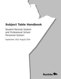 Subject Table Handbook - Manitoba Education and Training