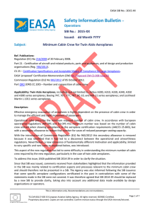 EASA_SIB_2015_XX task 2014.379 Minimum Cabin Crew