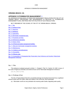 Virginia Beach Stormwater Management Ordinance Abridged