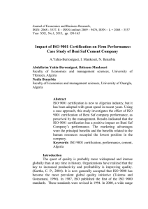 Impact of ISO 9001 certification on firm performance: case study of